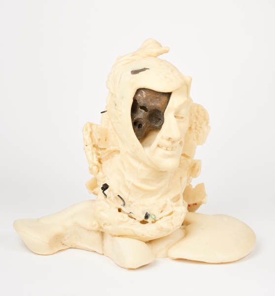 Process image of 'A lone dry skull' by Johan Thom, 2015,  (builders foam, found objects)