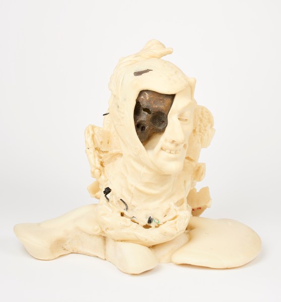 Process image of 'A lone dry skull' by Johan Thom, 2015,  (builders foam, found objects)